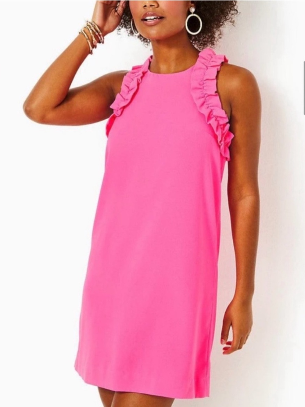 Lilly Pulitzer Kailee Ruffle Shift Dress Roxie Pink XS